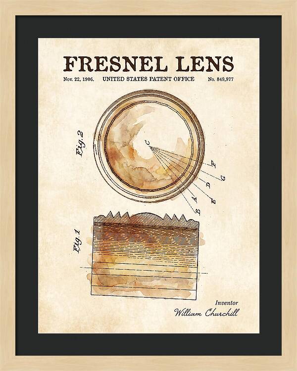 Fresnel Lens Watercolor Patent Us849977