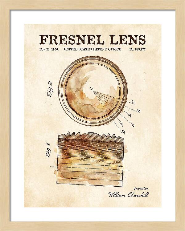 Fresnel Lens Watercolor Patent Us849977