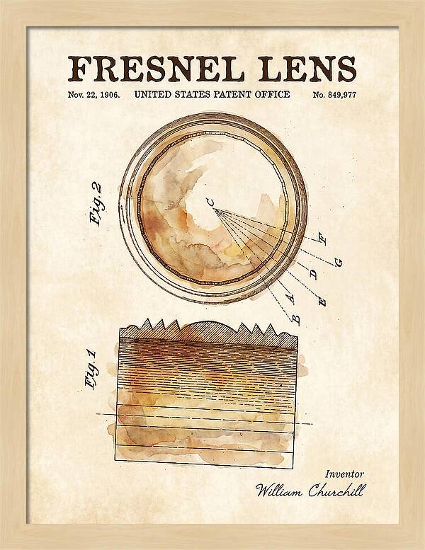 Fresnel Lens Watercolor Patent Us849977