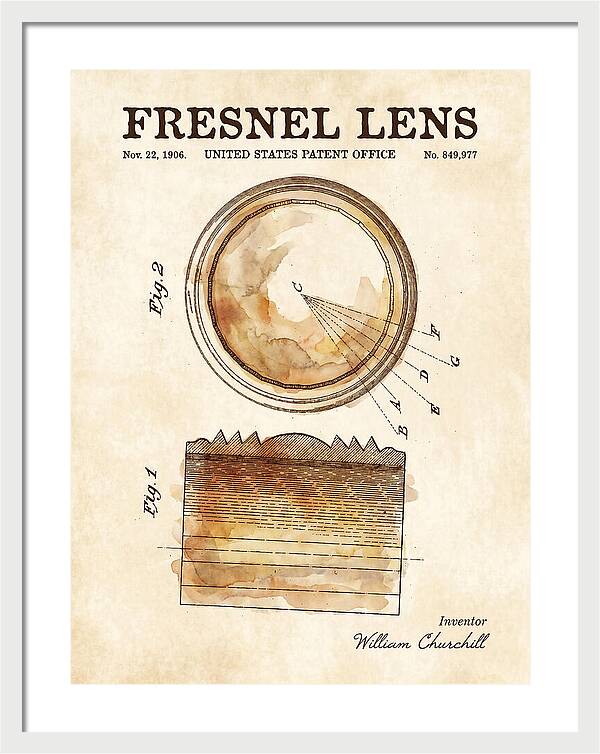 Fresnel Lens Watercolor Patent Us849977