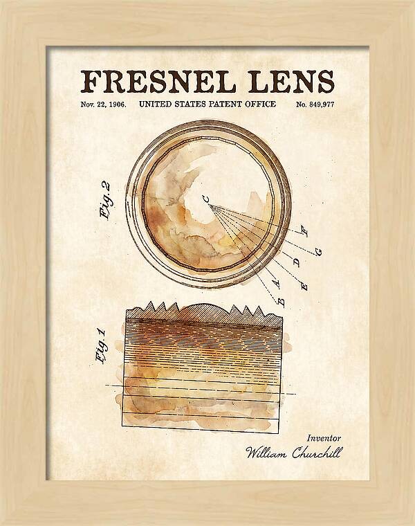 Fresnel Lens Watercolor Patent Us849977