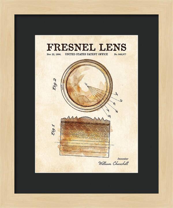 Fresnel Lens Watercolor Patent Us849977