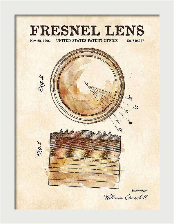 Fresnel Lens Watercolor Patent Us849977