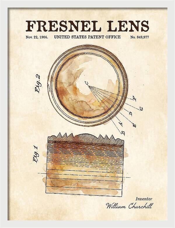 Fresnel Lens Watercolor Patent Us849977