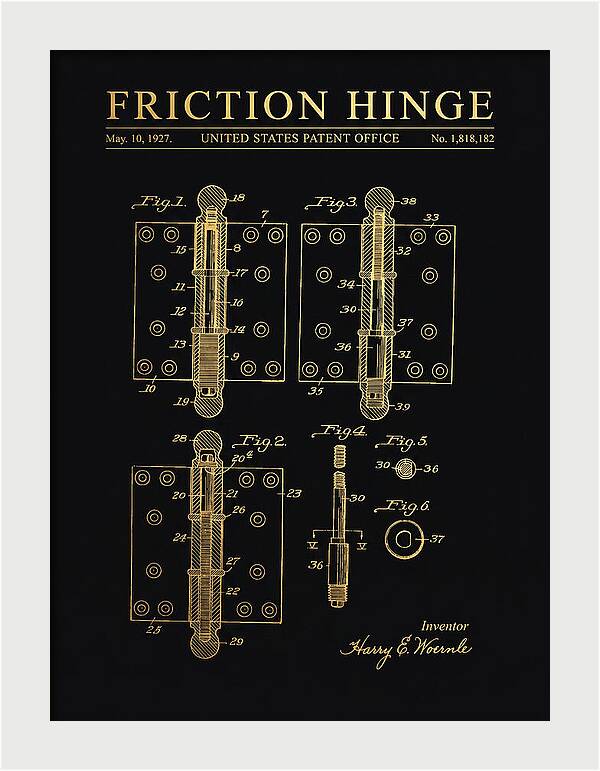 Friction Hinge Gold Patent Us1818182a