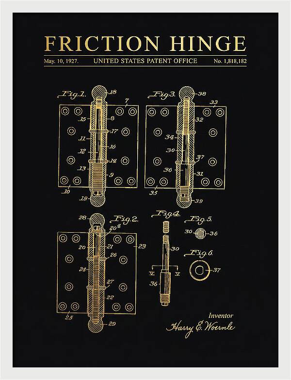Friction Hinge Gold Patent Us1818182a