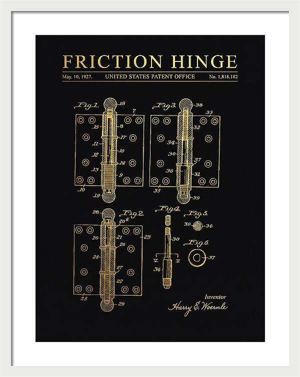 Friction Hinge Gold Patent Us1818182a