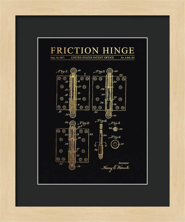 Friction Hinge Gold Patent Us1818182a