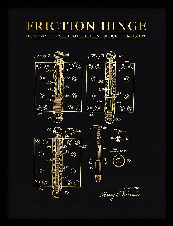 Friction Hinge Gold Patent Us1818182a