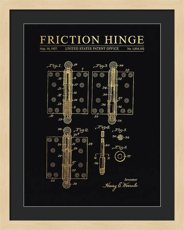 Friction Hinge Gold Patent Us1818182a