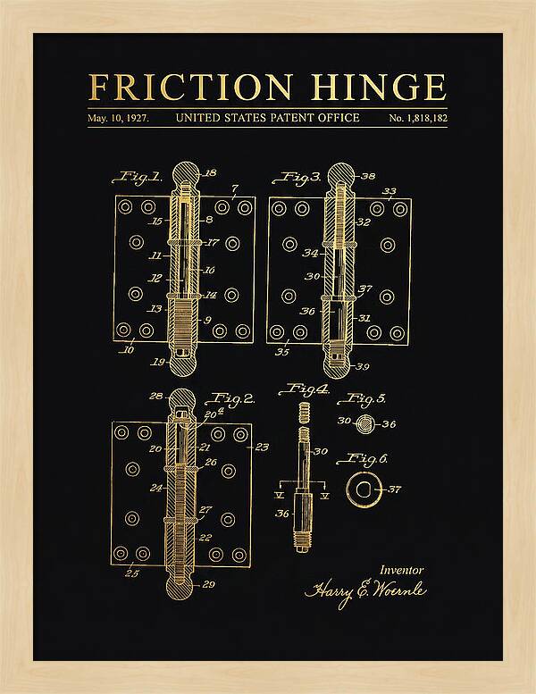 Friction Hinge Gold Patent Us1818182a