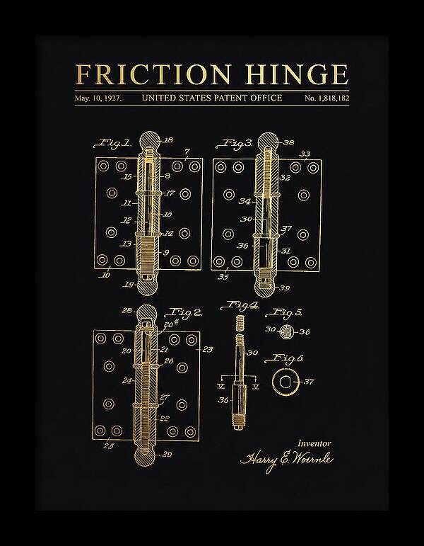 Friction Hinge Gold Patent Us1818182a