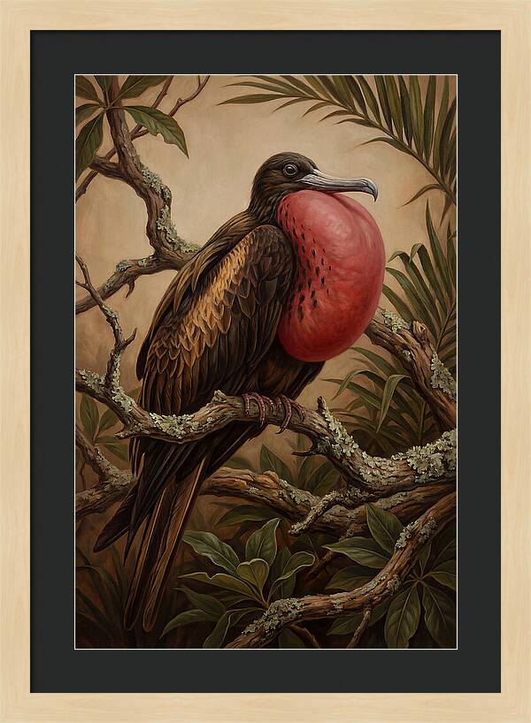 Frigate Bird Displaying Vibrant Throat