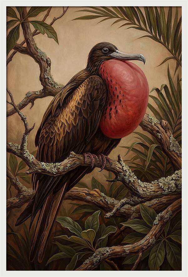 Frigate Bird Displaying Vibrant Throat