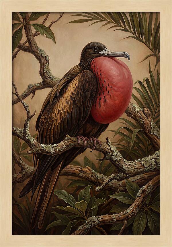 Frigate Bird Displaying Vibrant Throat