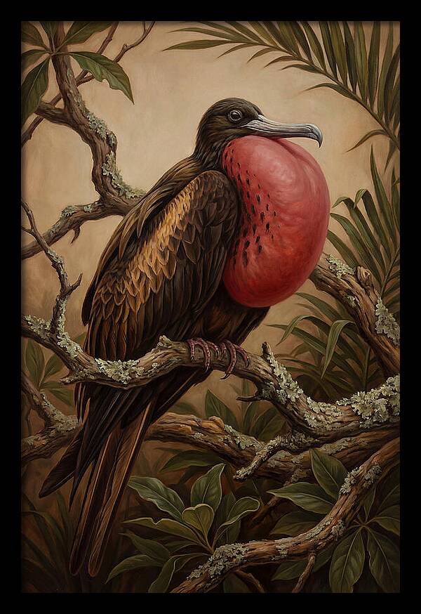 Frigate Bird Displaying Vibrant Throat