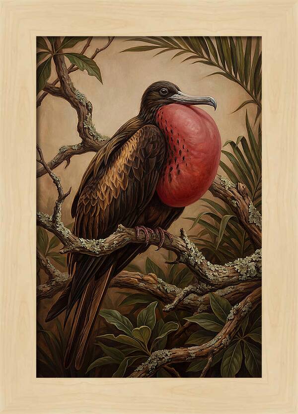 Frigate Bird Displaying Vibrant Throat