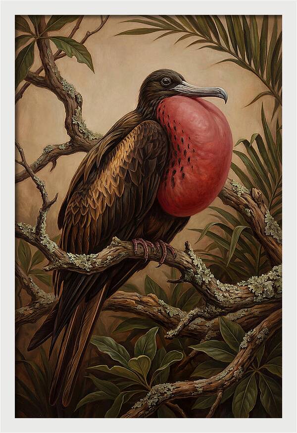 Frigate Bird Displaying Vibrant Throat