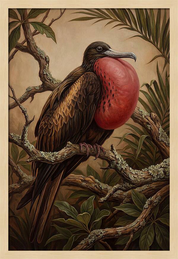 Frigate Bird Displaying Vibrant Throat