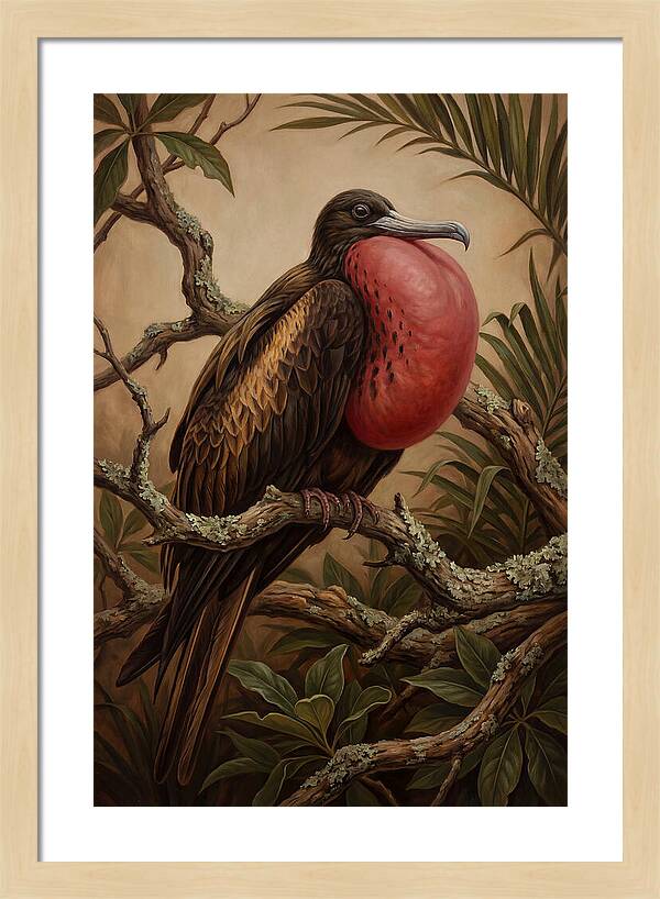 Frigate Bird Displaying Vibrant Throat
