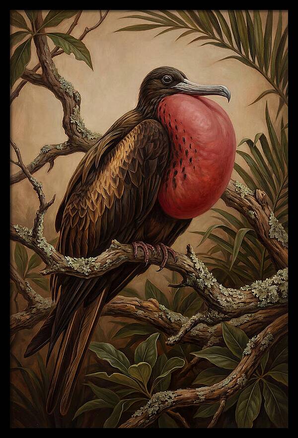 Frigate Bird Displaying Vibrant Throat