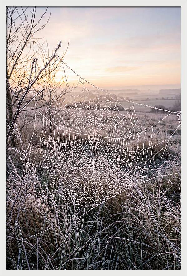 Frosted Spiderweb At Dawn