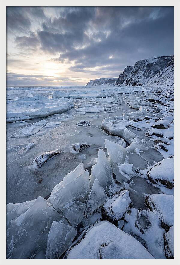 Frozen Shoreline At Dusk