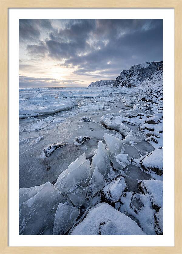 Frozen Shoreline At Dusk