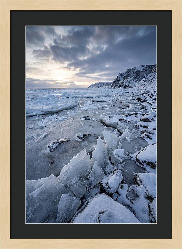 Frozen Shoreline At Dusk
