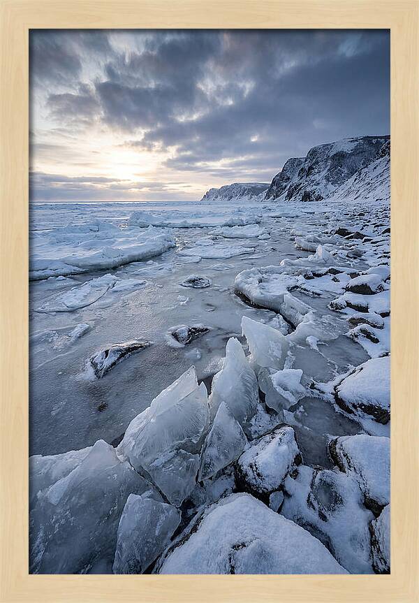 Frozen Shoreline At Dusk