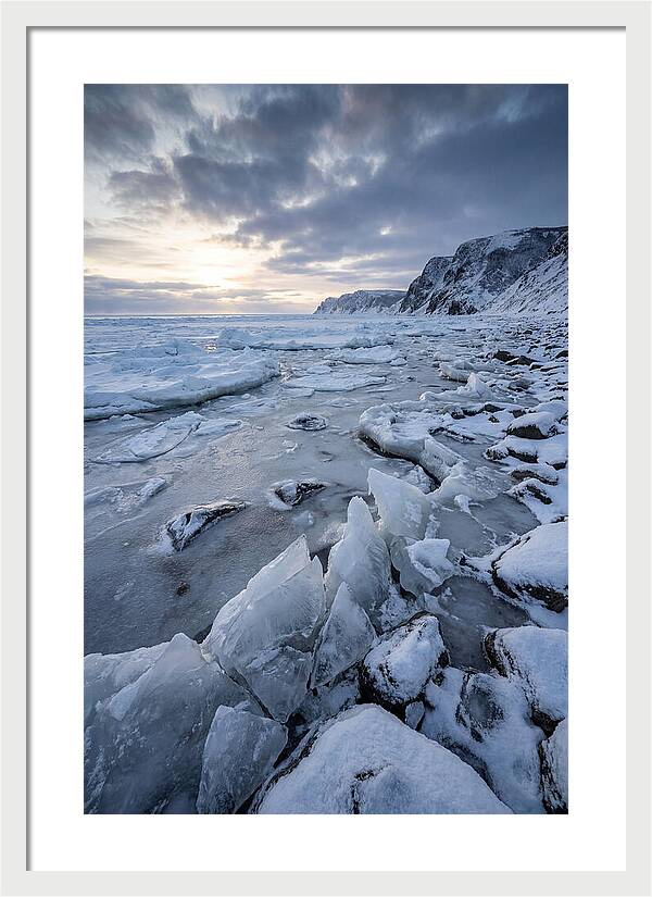 Frozen Shoreline At Dusk