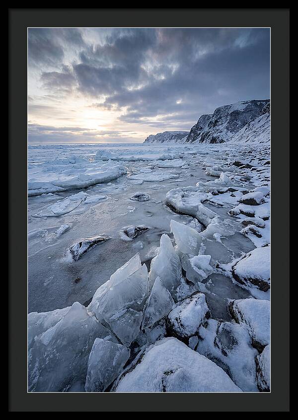 Frozen Shoreline At Dusk