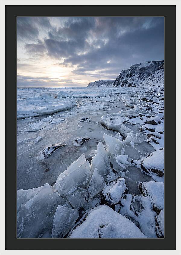 Frozen Shoreline At Dusk