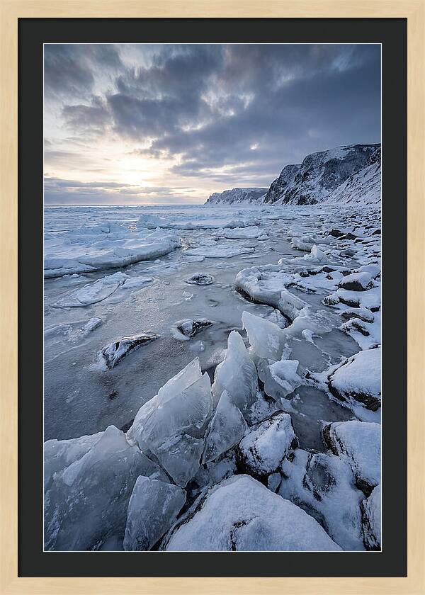 Frozen Shoreline At Dusk