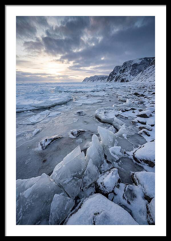 Frozen Shoreline At Dusk