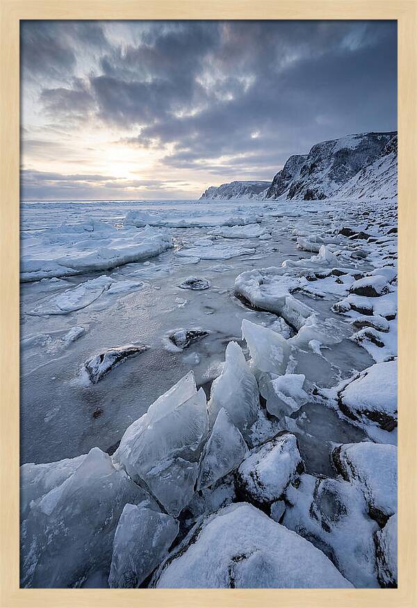Frozen Shoreline At Dusk