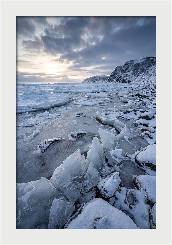 Frozen Shoreline At Dusk