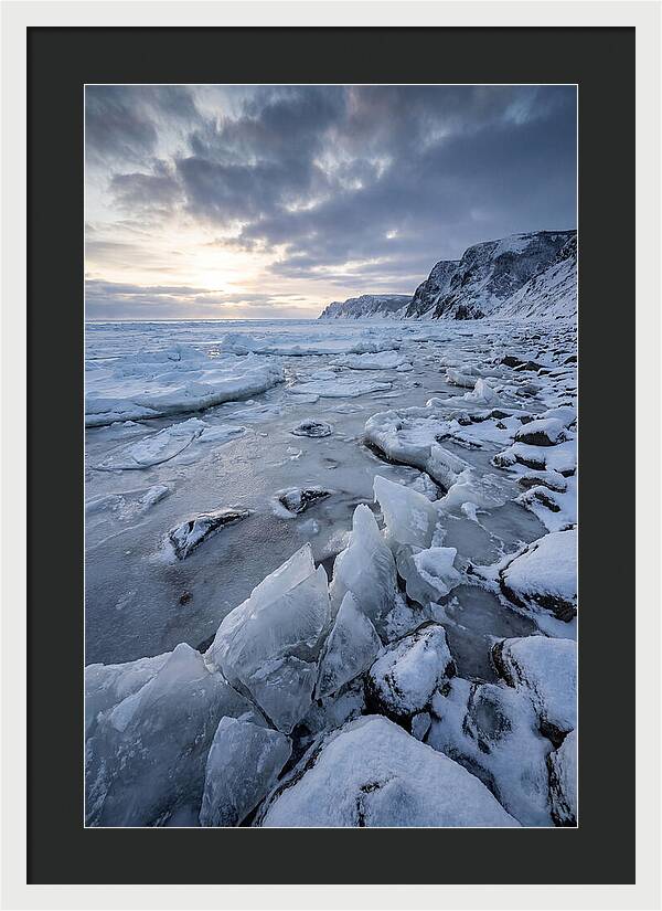 Frozen Shoreline At Dusk