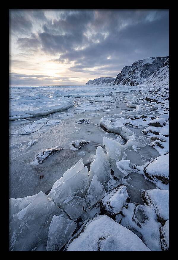Frozen Shoreline At Dusk