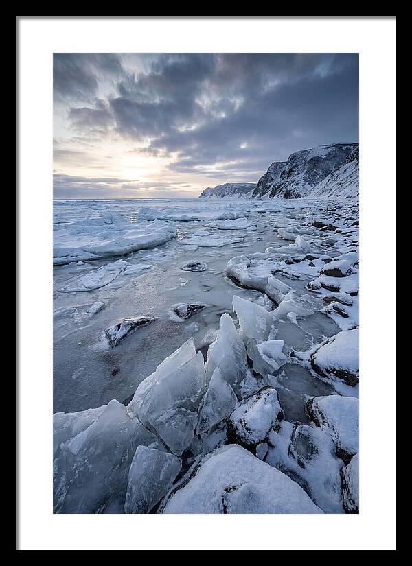 Frozen Shoreline At Dusk