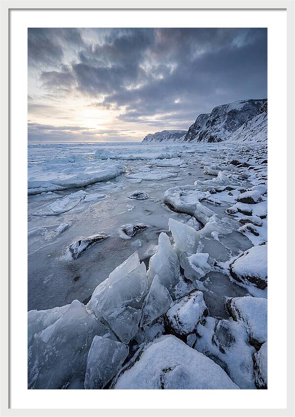 Frozen Shoreline At Dusk