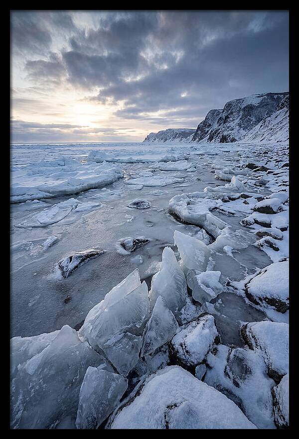 Frozen Shoreline At Dusk