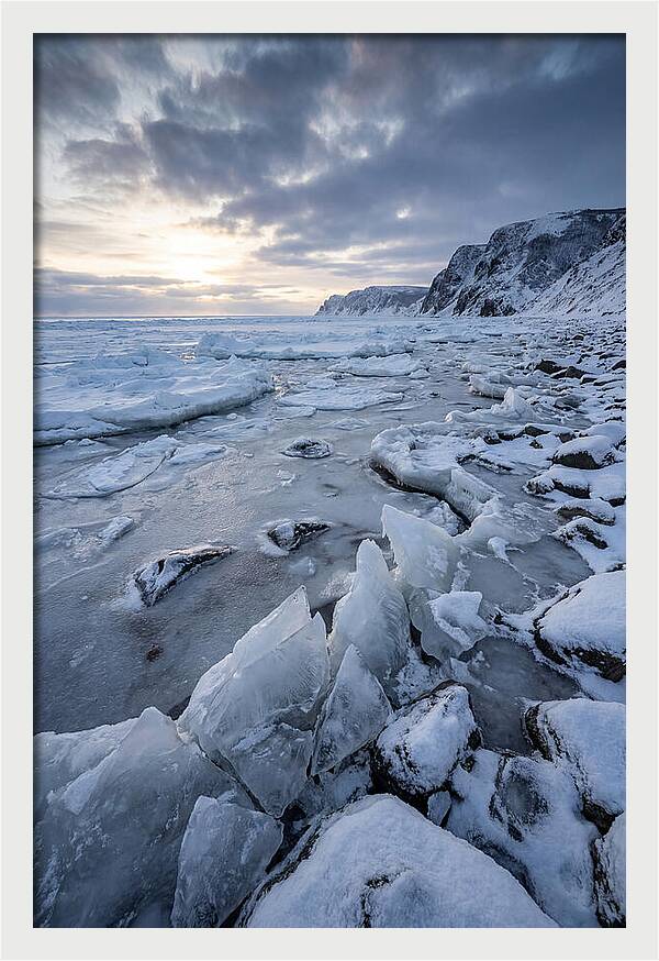 Frozen Shoreline At Dusk