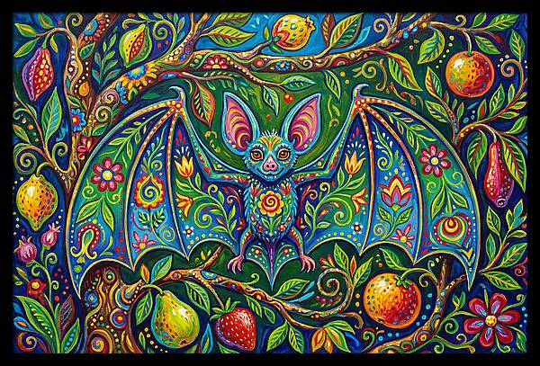 Fruit Bat Among Vibrant Foliage