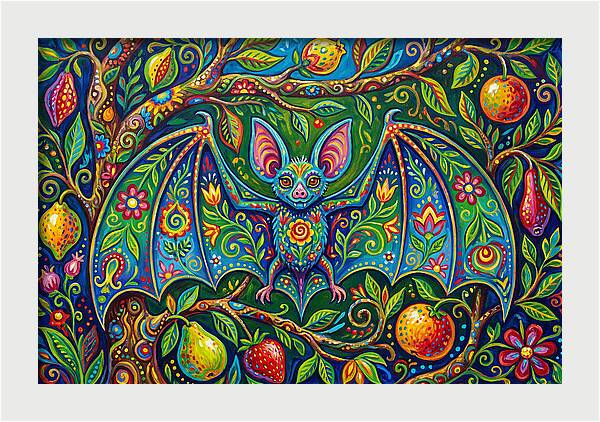 Fruit Bat Among Vibrant Foliage