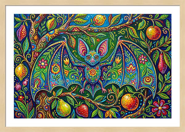 Fruit Bat Among Vibrant Foliage