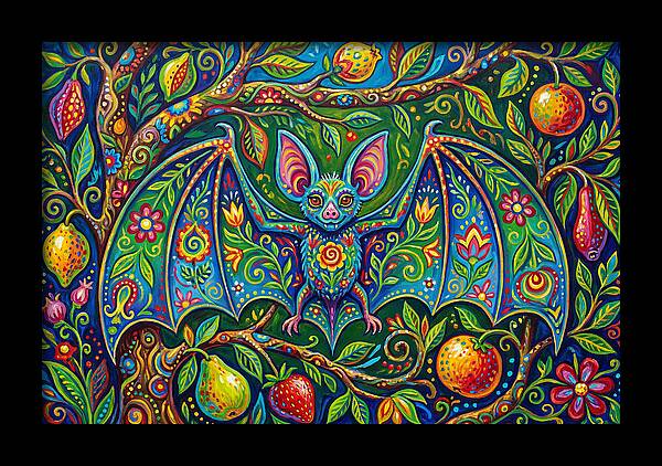 Fruit Bat Among Vibrant Foliage