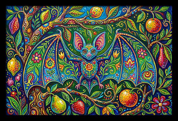 Fruit Bat Among Vibrant Foliage
