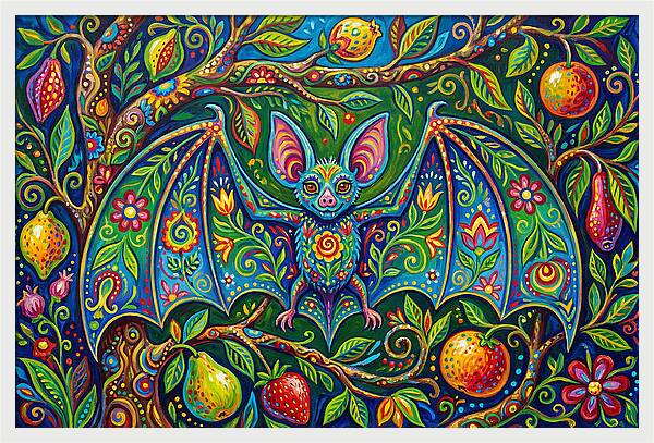 Fruit Bat Among Vibrant Foliage