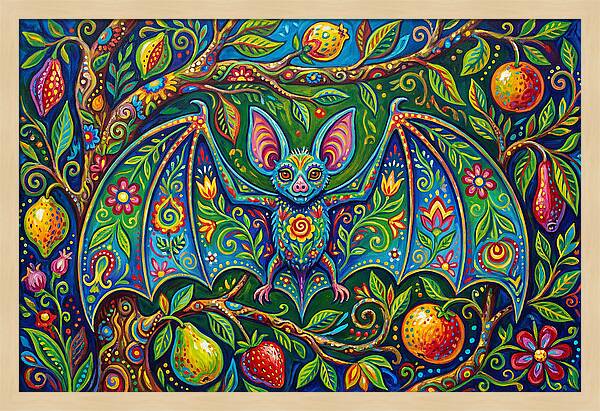 Fruit Bat Among Vibrant Foliage